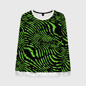 Мужской свитшот 3D с принтом Зебра в Екатеринбурге, 100% полиэстер с мягким внутренним слоем | круглый вырез горловины, мягкая резинка на манжетах и поясе, свободная посадка по фигуре | green | green lines | green neon | green neon lines | green zebra | lines | zebra | в полоску | зебра | зеленая зебра | зелёные полосы | зелёный | зелёный неон | полоски | полосы