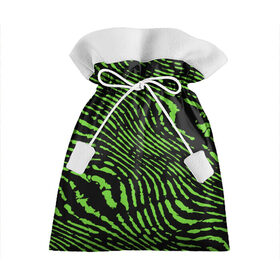 Подарочный 3D мешок с принтом Зебра в Екатеринбурге, 100% полиэстер | Размер: 29*39 см | green | green lines | green neon | green neon lines | green zebra | lines | zebra | в полоску | зебра | зеленая зебра | зелёные полосы | зелёный | зелёный неон | полоски | полосы