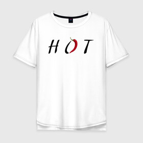 Мужская футболка хлопок Oversize с принтом Hot pepper в Екатеринбурге, 100% хлопок | свободный крой, круглый ворот, “спинка” длиннее передней части | hot | hot pepper | pepper | горячий | горячий перец | горячо | крутой перец | перец | перцы | перчик | перчики