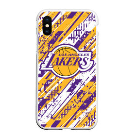 Чехол для iPhone XS Max матовый с принтом LAKERS | ЛЕЙКЕРС в Екатеринбурге, Силикон | Область печати: задняя сторона чехла, без боковых панелей | 