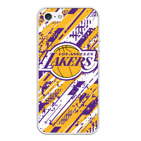 Чехол для iPhone 5/5S матовый с принтом LAKERS | ЛЕЙКЕРС в Екатеринбурге, Силикон | Область печати: задняя сторона чехла, без боковых панелей | Тематика изображения на принте: 