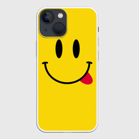 Чехол для iPhone 13 mini с принтом Смайлик в Екатеринбурге,  |  | cheerful | emoticon | icon | joy | smile | tongue | веселый | значок | радость | смайлик | улыбка | язык