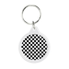 Брелок круглый с принтом Шахматка в Екатеринбурге, пластик и полированная сталь | круглая форма, металлическое крепление в виде кольца | абстракция | в клетку | игра | клетка | клеточка | тренд | черно белая | черно белая клетка | шахматка | шахматная клетка | шахматы