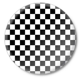 Значок с принтом Шахматка в Екатеринбурге,  металл | круглая форма, металлическая застежка в виде булавки | Тематика изображения на принте: абстракция | в клетку | игра | клетка | клеточка | тренд | черно белая | черно белая клетка | шахматка | шахматная клетка | шахматы
