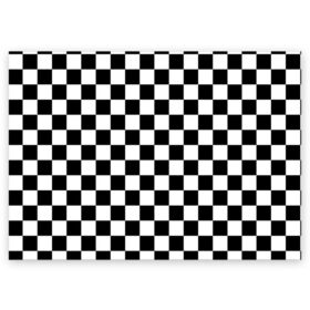 Поздравительная открытка с принтом Шахматка в Екатеринбурге, 100% бумага | плотность бумаги 280 г/м2, матовая, на обратной стороне линовка и место для марки
 | абстракция | в клетку | игра | клетка | клеточка | тренд | черно белая | черно белая клетка | шахматка | шахматная клетка | шахматы