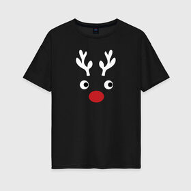 Женская футболка хлопок Oversize с принтом Deer Papa в Екатеринбурге, 100% хлопок | свободный крой, круглый ворот, спущенный рукав, длина до линии бедер
 | 2020 | family look | merry christmas | new year | год крысы | зима | новый год | праздник | рождество | фэмили лук