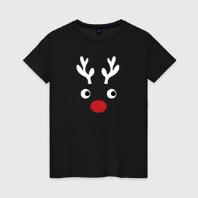 Женская футболка хлопок с принтом Deer Papa в Екатеринбурге, 100% хлопок | прямой крой, круглый вырез горловины, длина до линии бедер, слегка спущенное плечо | 2020 | family look | merry christmas | new year | год крысы | зима | новый год | праздник | рождество | фэмили лук