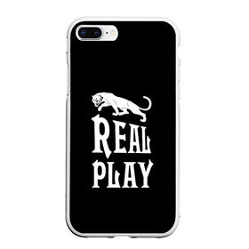 Чехол для iPhone 7Plus/8 Plus матовый с принтом Real Play - черная пантера в Екатеринбурге, Силикон | Область печати: задняя сторона чехла, без боковых панелей | real play | большие кошки | игра | кошки | надпись | пантера