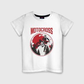 Детская футболка хлопок с принтом MOTOCROSS в Екатеринбурге, 100% хлопок | круглый вырез горловины, полуприлегающий силуэт, длина до линии бедер | cross | moto | motocross | motox | yamaha | байк | байкер | гонки | гонщик | кросс | мото | мотокросс | мотоцикл | мотоциклист | спортбайк