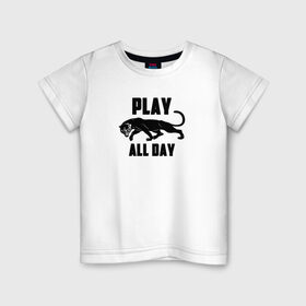 Детская футболка хлопок с принтом Пантера - Play в Екатеринбурге, 100% хлопок | круглый вырез горловины, полуприлегающий силуэт, длина до линии бедер | play | большие кошки | игра | кошки | пантера