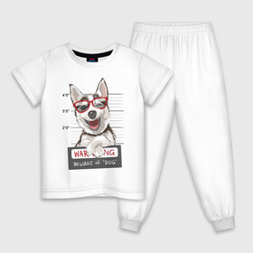 Детская пижама хлопок с принтом МИЛЫЙ ХАСКИ в Екатеринбурге, 100% хлопок |  брюки и футболка прямого кроя, без карманов, на брюках мягкая резинка на поясе и по низу штанин
 | Тематика изображения на принте: dog | husky | добрый | милый | пес | песик | собака | собчака | хакси
