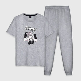 Мужская пижама хлопок с принтом Ронда Роузи в Екатеринбурге, 100% хлопок | брюки и футболка прямого кроя, без карманов, на брюках мягкая резинка на поясе и по низу штанин
 | без | бои | бойцы | правил | спорт