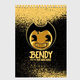 Скетчбук с принтом Bendy And The Ink Machine в Екатеринбурге, 100% бумага
 | 48 листов, плотность листов — 100 г/м2, плотность картонной обложки — 250 г/м2. Листы скреплены сверху удобной пружинной спиралью | bendy | bendy and the ink machine | бенди | бени | бенни | бэнди | детская | детям | игра | капли | компьютерная игра | краска | машина | подтеки | ужастик | чернила | чернильная