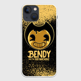 Чехол для iPhone 13 mini с принтом Bendy And The Ink Machine в Екатеринбурге,  |  | bendy | bendy and the ink machine | бенди | бени | бенни | бэнди | детская | детям | игра | капли | компьютерная игра | краска | машина | подтеки | ужастик | чернила | чернильная