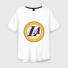 Мужская футболка хлопок Oversize с принтом LA Lakers в Екатеринбурге, 100% хлопок | свободный крой, круглый ворот, “спинка” длиннее передней части | 23 | anthony davis | basketball | bryant | game | james | kobe | lebron | los angeles | nba | sport | баскетбол | брайант | бровь | джеймс | калифорния | коби | король | леброн | лейкерс | лос анджелес | нба | спорт | тренер | чемпио