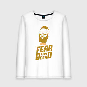 Женский лонгслив хлопок с принтом Fear The Beard в Екатеринбурге, 100% хлопок |  | basketball | beard | game | harden | houston | james | nba | rockets | sport | баскетбол | борода | джеймс | нба | рокетс | спорт | тренер | харден | хьюстон | чемпион