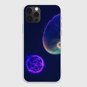 Чехол для iPhone 12 Pro с принтом Фантастическая медуза в Екатеринбурге, силикон | область печати: задняя сторона чехла, без боковых панелей | медуза | медуза в море | морская медуза | плавающая медуза | светящаяся медуза