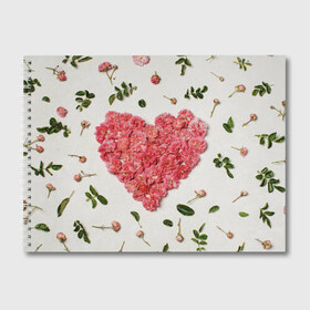 Альбом для рисования с принтом Сердце из роз в Екатеринбурге, 100% бумага
 | матовая бумага, плотность 200 мг. | Тематика изображения на принте: бутон роз | лепестки роз | роза | розы | сердце | сердце из роз | цветы