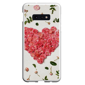 Чехол для Samsung S10E с принтом Сердце из роз в Екатеринбурге, Силикон | Область печати: задняя сторона чехла, без боковых панелей | бутон роз | лепестки роз | роза | розы | сердце | сердце из роз | цветы