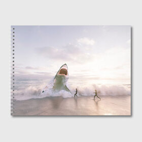 Альбом для рисования с принтом Мегалодон в Екатеринбурге, 100% бумага
 | матовая бумага, плотность 200 мг. | акула | акулы | волны | животное | животные | мегалодон | море | пейзаж | пейзажи | пляж | хищник | хищники