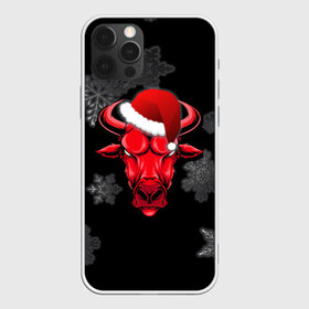 Чехол для iPhone 12 Pro Max с принтом Бык в Екатеринбурге, Силикон |  | 2021 | bull | new year | red bull | бык | бычара | гирлянда | дед мороз | елка | мем | модная | новогодняя | новый год | прикол | ред булл | рога | санта | символ года | снег | снежинка