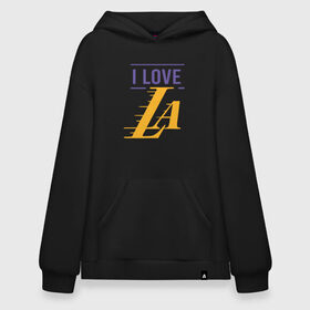 Худи SuperOversize хлопок с принтом I Love Lakers в Екатеринбурге, 70% хлопок, 30% полиэстер, мягкий начес внутри | карман-кенгуру, эластичная резинка на манжетах и по нижней кромке, двухслойный капюшон
 | Тематика изображения на принте: 23 | anthony davis | basketball | bryant | game | james | kobe | lebron | los angeles | nba | sport | баскетбол | брайант | бровь | джеймс | калифорния | коби | король | леброн | лейкерс | лос анджелес | нба | спорт | тренер | чемпио