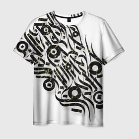 Мужская футболка 3D с принтом Каллиграфия в Екатеринбурге, 100% полиэфир | прямой крой, круглый вырез горловины, длина до линии бедер | Тематика изображения на принте: 