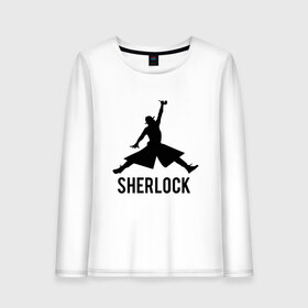 Женский лонгслив хлопок с принтом Sherlock Jordan в Екатеринбурге, 100% хлопок |  | air | basketball | game | goat | jordan | michael | nba | sherlock | sport | баскетбол | буллз | буллс | бык | джордан | майкл | нба | последний танец | сериал | спорт | холмс | чемпион | чикаго | шерлок