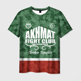 Мужская футболка 3D с принтом FIGHT CLUB AKHMAT в Екатеринбурге, 100% полиэфир | прямой крой, круглый вырез горловины, длина до линии бедер | aca | acb | akhmat | club | fight | mma | wfca | ахмат | грозный | чечня
