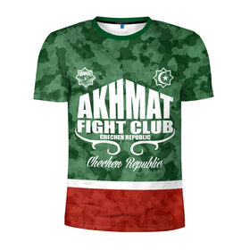 Мужская футболка 3D спортивная с принтом FIGHT CLUB AKHMAT в Екатеринбурге, 100% полиэстер с улучшенными характеристиками | приталенный силуэт, круглая горловина, широкие плечи, сужается к линии бедра | Тематика изображения на принте: aca | acb | akhmat | club | fight | mma | wfca | ахмат | грозный | чечня