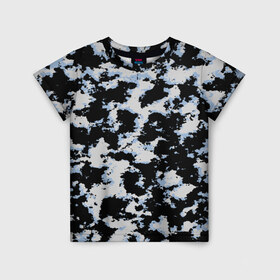 Детская футболка 3D с принтом Sky Camo в Екатеринбурге, 100% гипоаллергенный полиэфир | прямой крой, круглый вырез горловины, длина до линии бедер, чуть спущенное плечо, ткань немного тянется | black and white | camo | camouflage | cloud | clouds | skies | sky | sky camouflage | urban | urban camo | urban camouflage | городской камуфляж | камуфляж | облака | облако | чёрный и белый