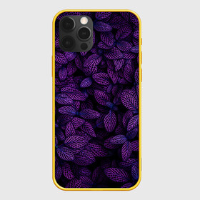 Чехол для iPhone 12 Pro с принтом Purple Leaves в Екатеринбурге, силикон | область печати: задняя сторона чехла, без боковых панелей | leaves | nature | pink | plants | purple | striped | texture | veins | жилки | листья | полосатый | природа | растения | розовый | текстура | фиолетовый