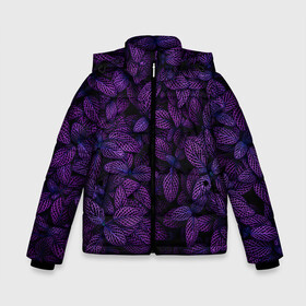 Зимняя куртка для мальчиков 3D с принтом Purple Leaves в Екатеринбурге, ткань верха — 100% полиэстер; подклад — 100% полиэстер, утеплитель — 100% полиэстер | длина ниже бедра, удлиненная спинка, воротник стойка и отстегивающийся капюшон. Есть боковые карманы с листочкой на кнопках, утяжки по низу изделия и внутренний карман на молнии. 

Предусмотрены светоотражающий принт на спинке, радужный светоотражающий элемент на пуллере молнии и на резинке для утяжки | leaves | nature | pink | plants | purple | striped | texture | veins | жилки | листья | полосатый | природа | растения | розовый | текстура | фиолетовый