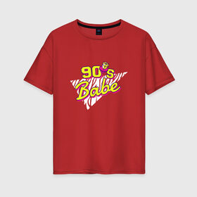 Женская футболка хлопок Oversize с принтом Девчонка девяностых в Екатеринбурге, 100% хлопок | свободный крой, круглый ворот, спущенный рукав, длина до линии бедер
 | 
