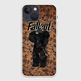 Чехол для iPhone 13 mini с принтом FALLOUT в Екатеринбурге,  |  | Тематика изображения на принте: boy | fallout | logo game | new vegas | nuka cola | автомат | америка | апокалипсис | броня | вегас | война | герои | доспехи | камуфляж | логотипы игр | оружие | постапокалипсис | противогаз | пулемет | радиация | солдат