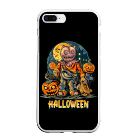 Чехол для iPhone 7Plus/8 Plus матовый с принтом Halloween в Екатеринбурге, Силикон | Область печати: задняя сторона чехла, без боковых панелей | diy | ghost | halloween | horror | makeup | scary | skull clown | trick or treat | вампир | ведьма | кошка | луна | магия | ночь | тыква | хэллоуин