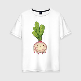 Женская футболка хлопок Oversize с принтом Милая тыква в Екатеринбурге, 100% хлопок | свободный крой, круглый ворот, спущенный рукав, длина до линии бедер
 | арт | мило | милый | овощ | рисунок | свежий овощ | свежий продукт | тыква