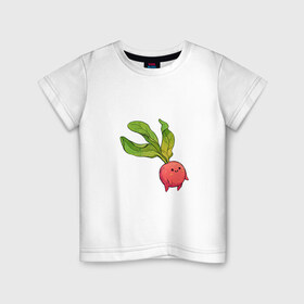 Детская футболка хлопок с принтом Милая редиска в Екатеринбурге, 100% хлопок | круглый вырез горловины, полуприлегающий силуэт, длина до линии бедер | арт | мило | милый | овощ | редис | редиска | рисунок | свежий овощ | свежий продукт