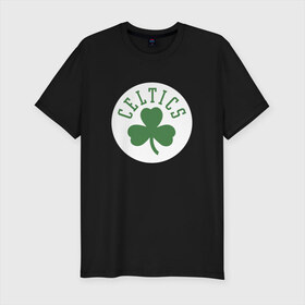 Мужская футболка хлопок Slim с принтом Boston Celtics в Екатеринбурге, 92% хлопок, 8% лайкра | приталенный силуэт, круглый вырез ворота, длина до линии бедра, короткий рукав | Тематика изображения на принте: 