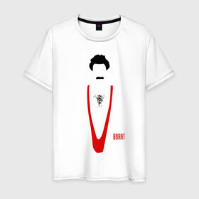 Мужская футболка хлопок с принтом БОРАТ в Екатеринбурге, 100% хлопок | прямой крой, круглый вырез горловины, длина до линии бедер, слегка спущенное плечо. | Тематика изображения на принте: 