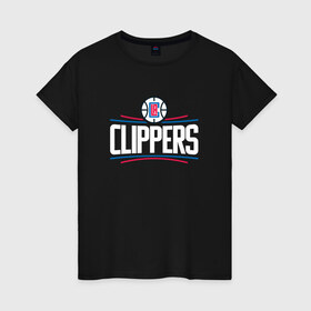 Женская футболка хлопок с принтом Los Angeles Clippers в Екатеринбурге, 100% хлопок | прямой крой, круглый вырез горловины, длина до линии бедер, слегка спущенное плечо | Тематика изображения на принте: angeles | clippers | los | nba | анджелес | баскетбол | клипперс | лос | нба