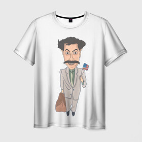 Мужская футболка 3D с принтом Борат в Екатеринбурге, 100% полиэфир | прямой крой, круглый вырез горловины, длина до линии бедер | Тематика изображения на принте: america | borat | kazakhstan | kz | sagdiyev | usa | америка | борат | казахстан | кз | нраица | репортер | сагдиев