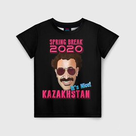 Детская футболка 3D с принтом Борат в Екатеринбурге, 100% гипоаллергенный полиэфир | прямой крой, круглый вырез горловины, длина до линии бедер, чуть спущенное плечо, ткань немного тянется | america | borat | kazakhstan | kz | sagdiyev | usa | америка | борат | казахстан | кз | нраица | репортер | сагдиев