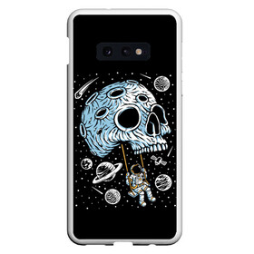 Чехол для Samsung S10E с принтом Skull Space в Екатеринбурге, Силикон | Область печати: задняя сторона чехла, без боковых панелей | art | asteroid | astronaut | meteorite | planets | satellite | skull | space | stars | арт | астероид | звезды | космонавт | космос | метеорит | планеты | спутник | череп