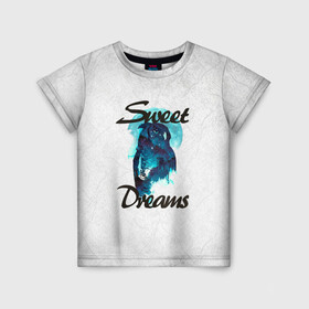 Детская футболка 3D с принтом Сова в Екатеринбурге, 100% гипоаллергенный полиэфир | прямой крой, круглый вырез горловины, длина до линии бедер, чуть спущенное плечо, ткань немного тянется | Тематика изображения на принте: sweet dreams | звезды | луна | ночная жизнь | ночь | сновидения | сны | сова | сон | спокойной ночи