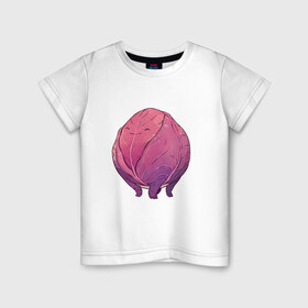 Детская футболка хлопок с принтом Фиолетовая капуста в Екатеринбурге, 100% хлопок | круглый вырез горловины, полуприлегающий силуэт, длина до линии бедер | арт | капуста | краснокочанная капуста | мило | милота | овощ | рисунок | свежий овощ | свежий продукт | фиолетовая капуста