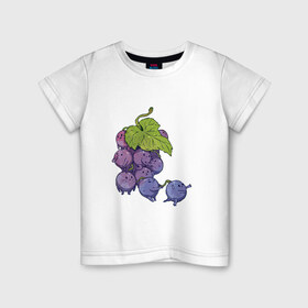 Детская футболка хлопок с принтом Виноградинки в Екатеринбурге, 100% хлопок | круглый вырез горловины, полуприлегающий силуэт, длина до линии бедер | Тематика изображения на принте: арт | веточка винограда | виноград | виноградинки | мило | милота | рисунок | свежая ягода | свежие ягоды | свежий продукт | синий виноград | ягода | ягоды