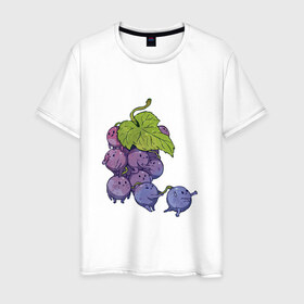 Мужская футболка хлопок с принтом Виноградинки в Екатеринбурге, 100% хлопок | прямой крой, круглый вырез горловины, длина до линии бедер, слегка спущенное плечо. | арт | веточка винограда | виноград | виноградинки | мило | милота | рисунок | свежая ягода | свежие ягоды | свежий продукт | синий виноград | ягода | ягоды