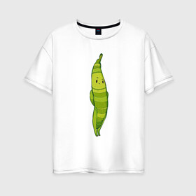 Женская футболка хлопок Oversize с принтом Фасоль в Екатеринбурге, 100% хлопок | свободный крой, круглый ворот, спущенный рукав, длина до линии бедер
 | арт | мило | милота | овощ | овощи | рисунок | свежие овощи | свежий овощ | свежий продукт | фасолинка | фасоль