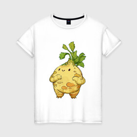 Женская футболка хлопок с принтом Сельдерей в Екатеринбурге, 100% хлопок | прямой крой, круглый вырез горловины, длина до линии бедер, слегка спущенное плечо | арт | мило | милота | овощ | овощи | рисунок | свежие овощи | свежий овощ | свежий продукт | сельдерей